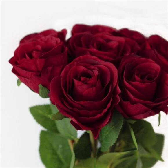 Artificial Roses Flowers with 8 Heads for Flower Arrangement (Red, 8) - Picture 3 of 7